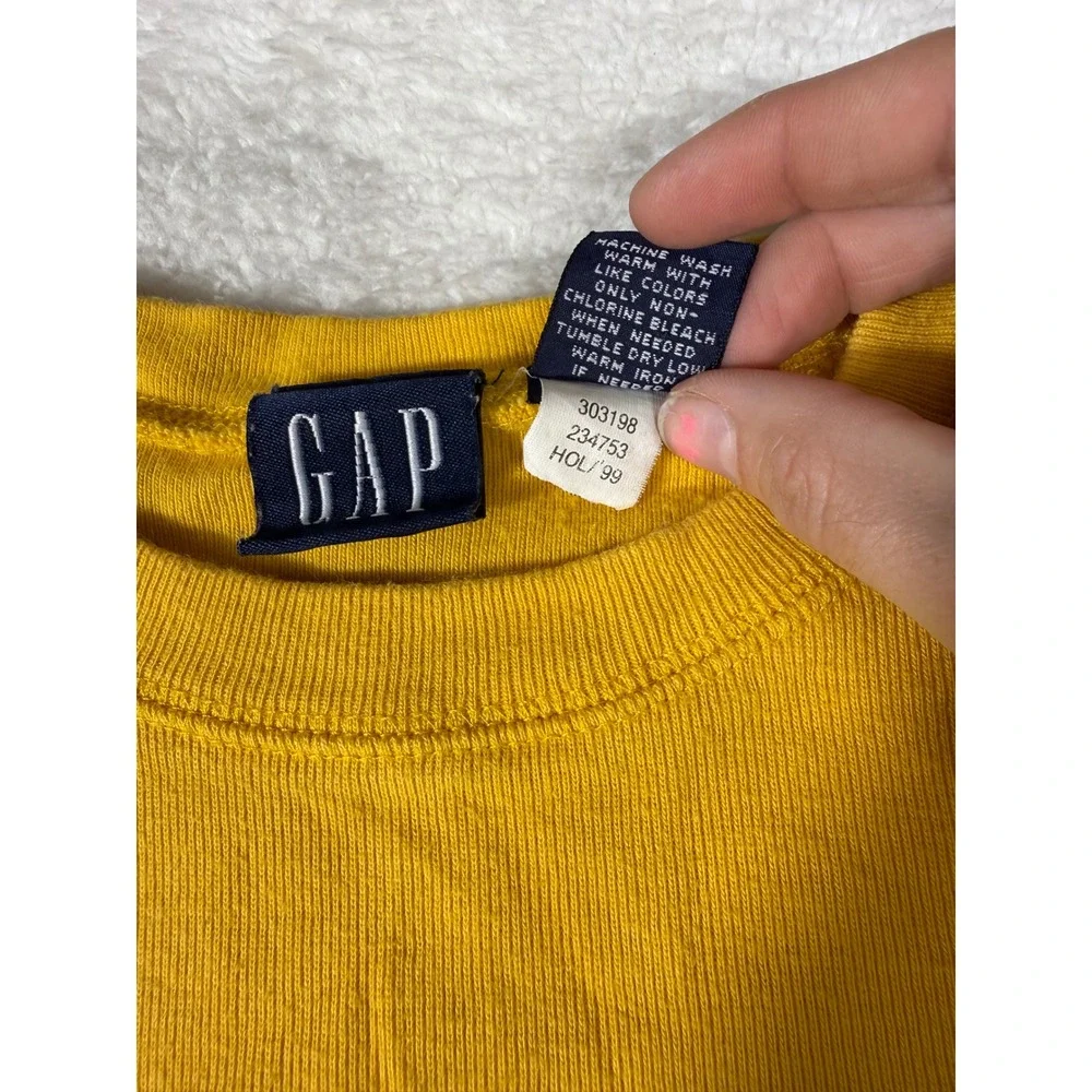 Gap Long Sleeve Shirt Kids Medium Yellow Vintage‎ 90s Ribbed Cotton Tee